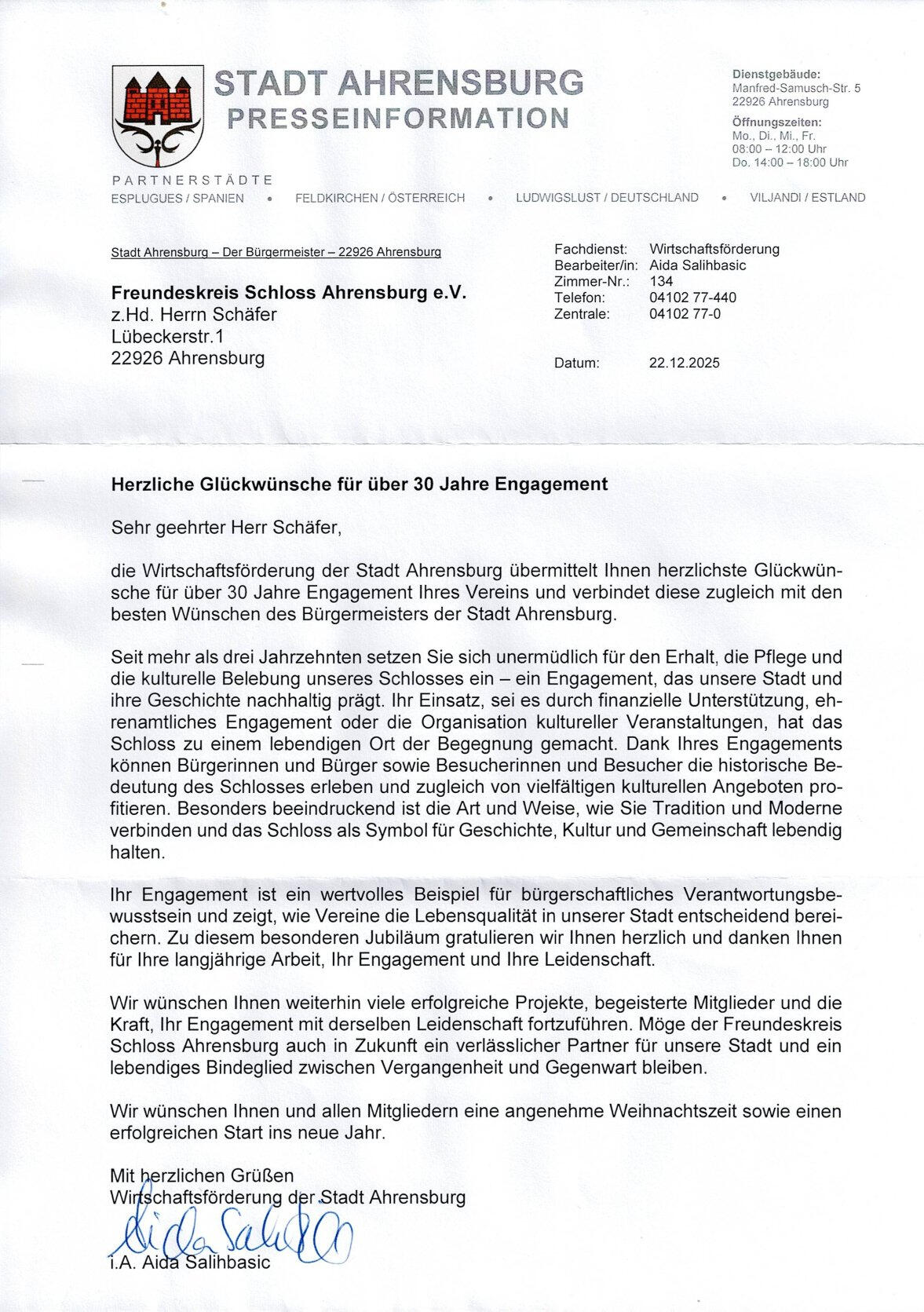 Wolfgang Schäfer, Rose Günther, Elisabeth Hackenberg und Yannick Klix